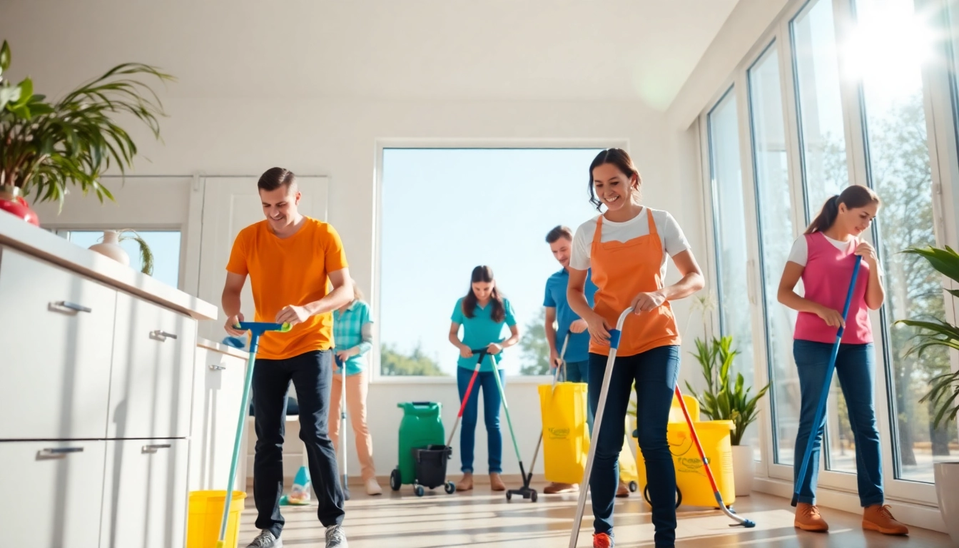 Professional cleaning team in Jacksonville providing top-notch cleaning services in a bright home.