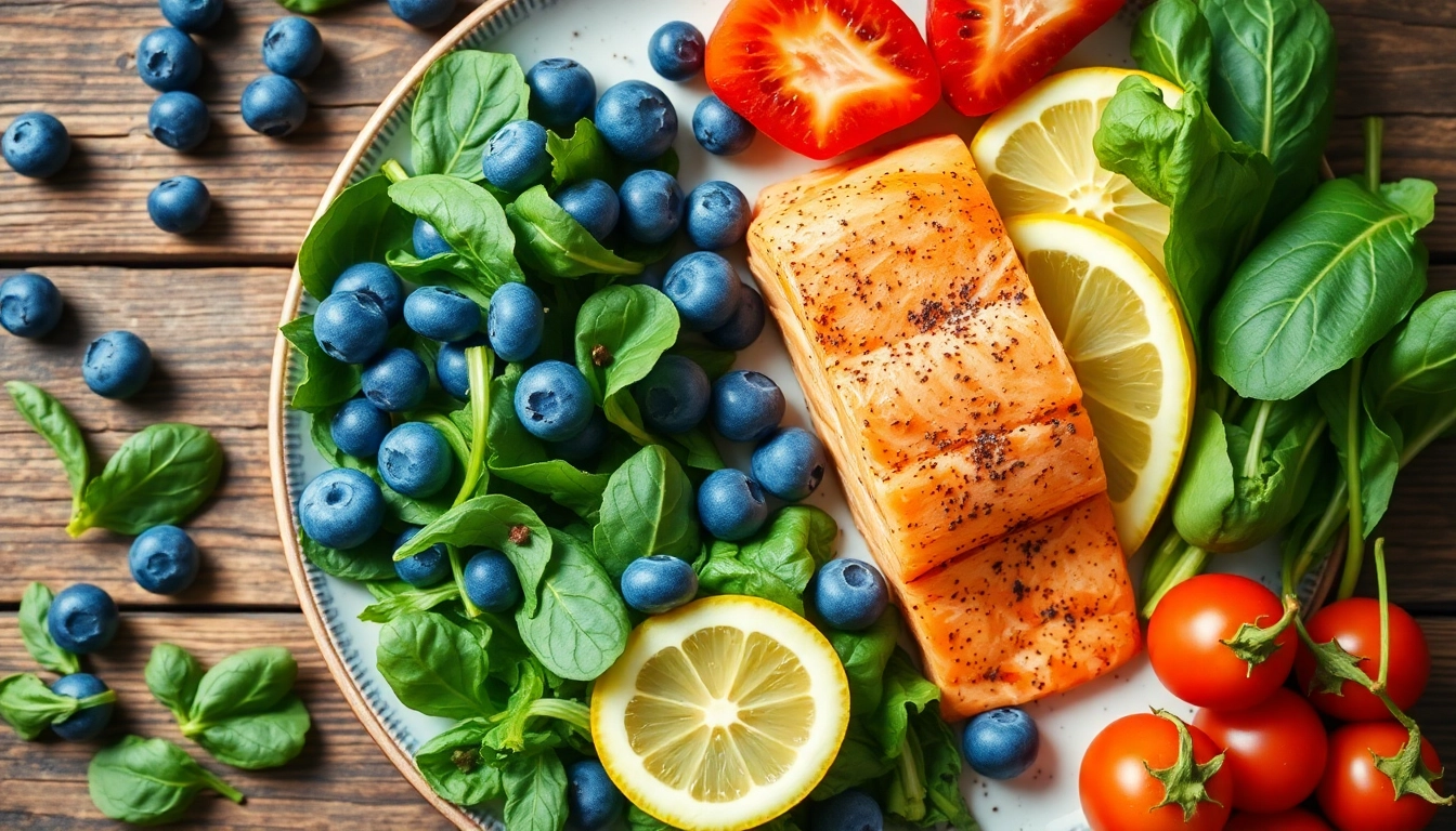 Prepare an antiinflammatory salad with fresh spinach, bright tomatoes, and healthy salmon to promote well-being.