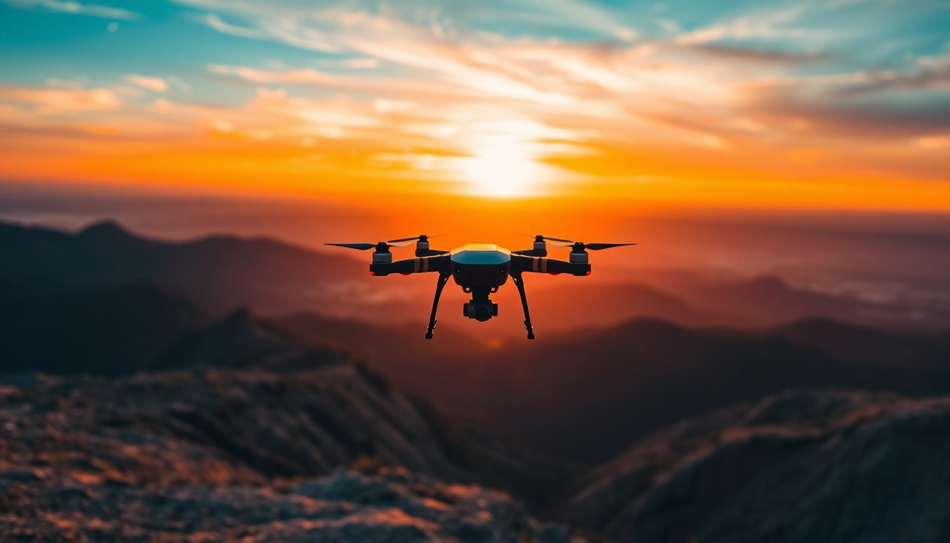 Demonstrating drone photography license requirements through a drone flying over a stunning landscape.