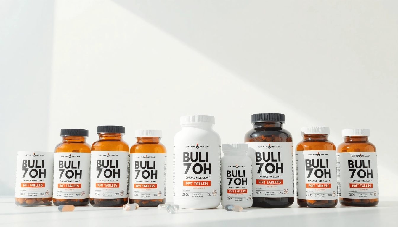 Showcases Bulk 7oh tablets in vibrant packaging, emphasizing quality and variety.