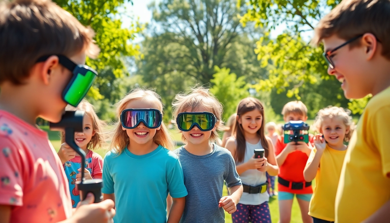 Children having fun at a wildfire event in Perth during an exciting laser tag activity.