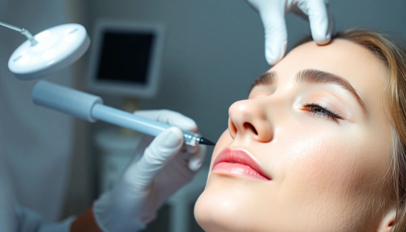 Behandlung zur Faltenreduzierung mit Botox für eine glattere Haut in einem modernen Klinikumfeld.