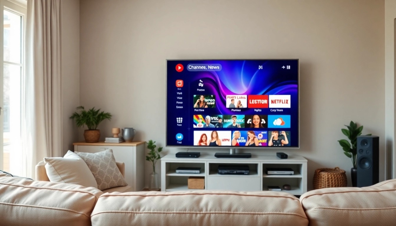 Experience a no credit card IPTV trial in a cozy living room with vibrant streaming content.