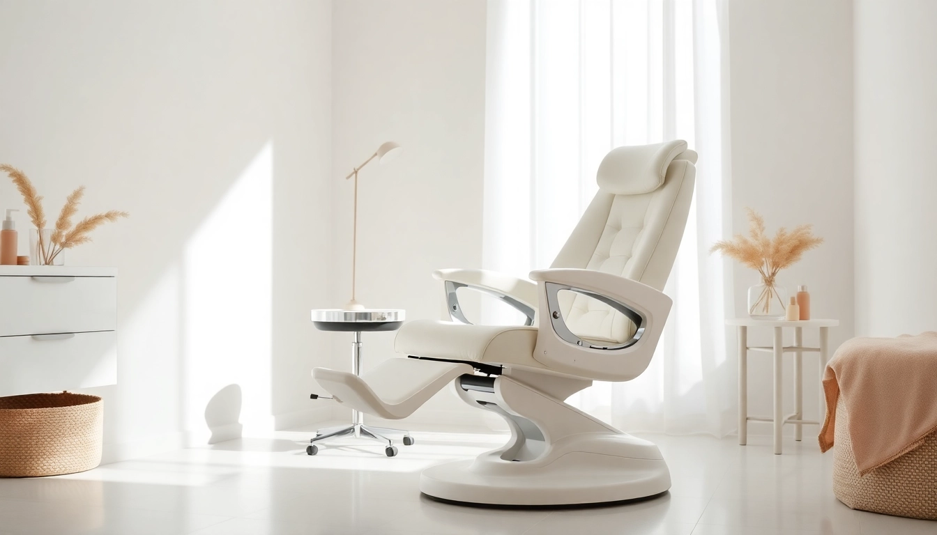 Ein kosmetik stuhl in einem modernen Schönheitssalon präsentiert elegantes Design und Ergonomie.