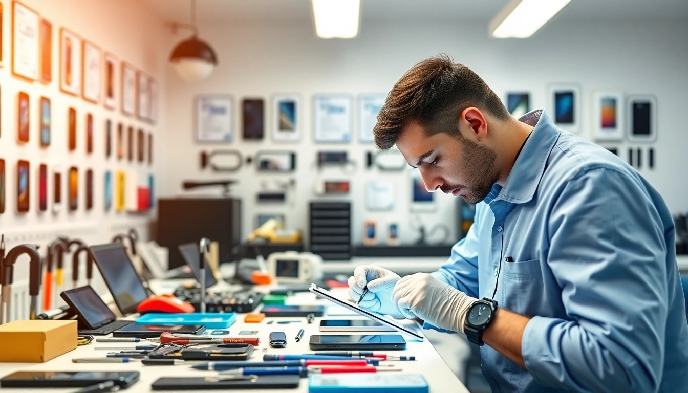 Servizio di Torino riparazione cellulari con un tecnico che ripara uno smartphone in un ambiente professionale.