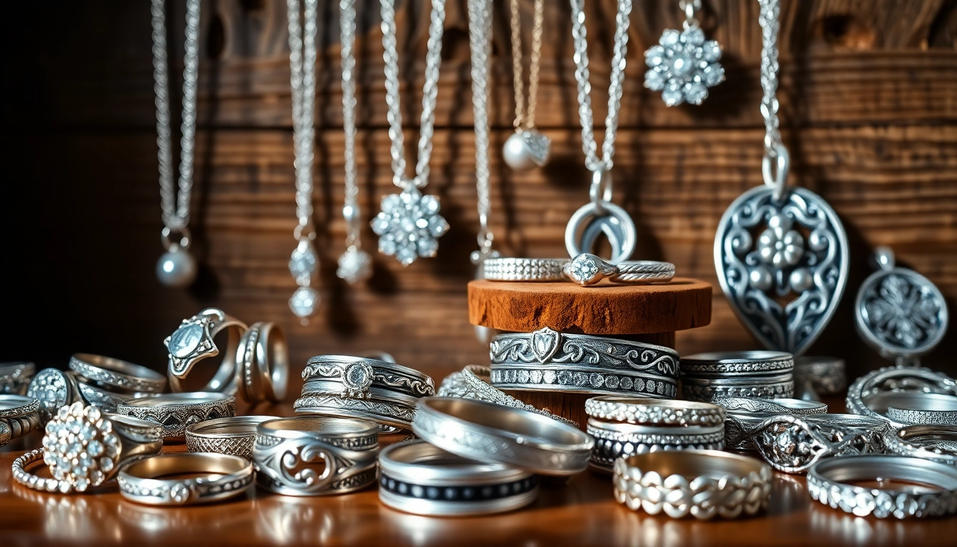 Showcase unique silver jewelry pieces in an elegant display for online shoppers.