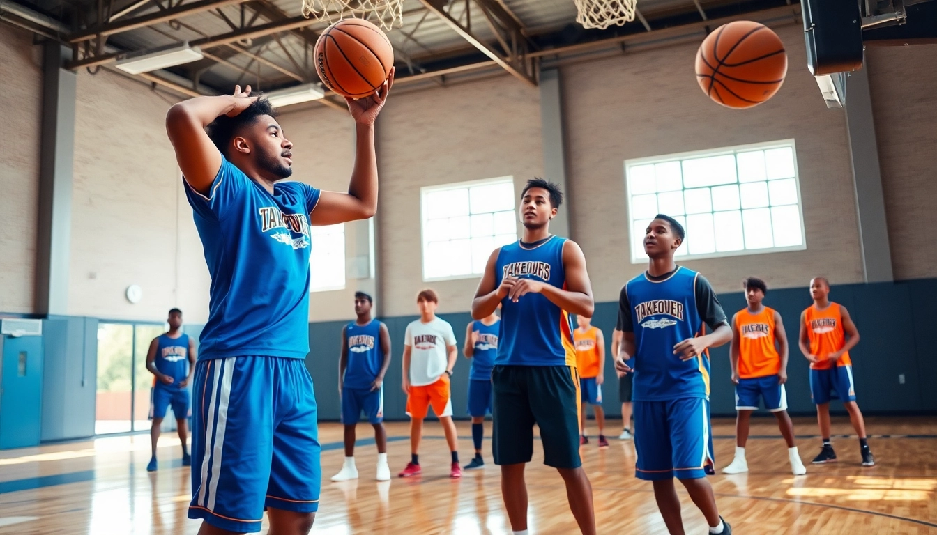 Young athletes enhancing their skills at Takeover Basketball Academy during an energetic training session.