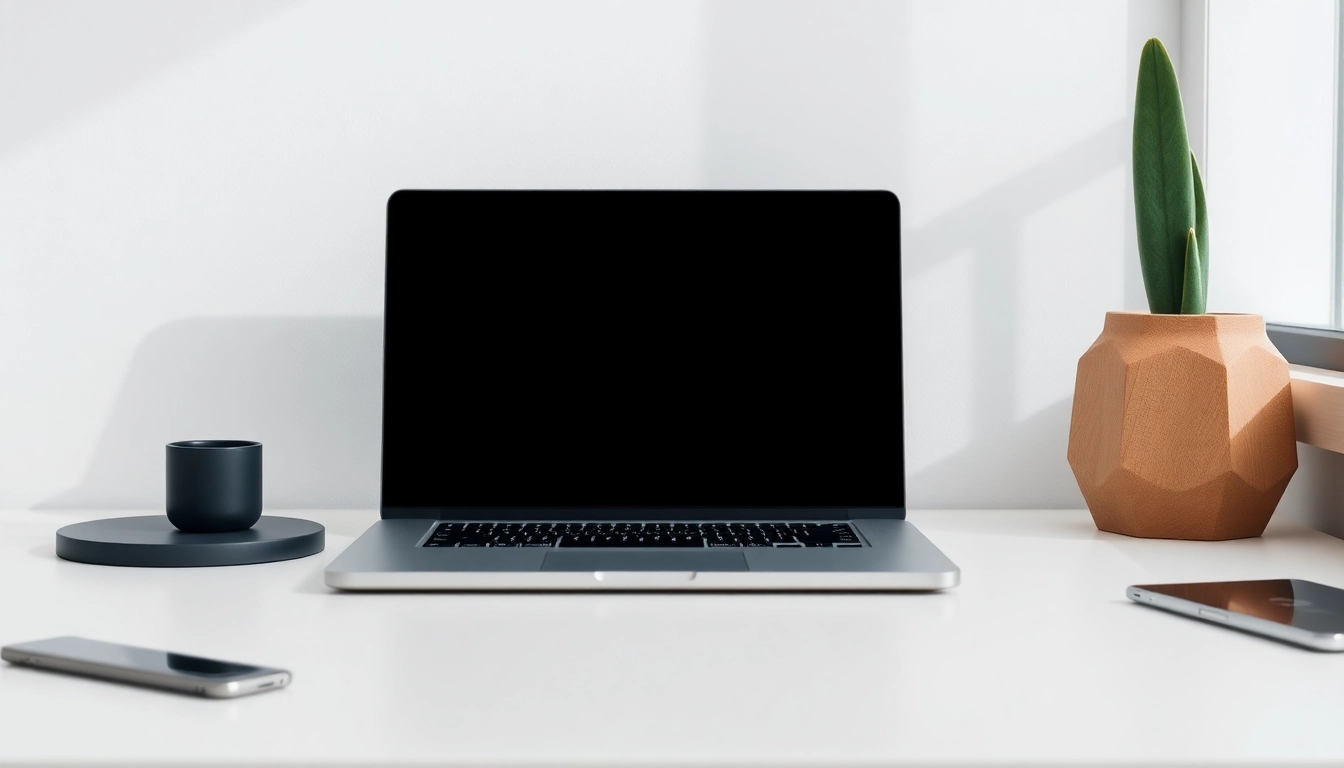 Download line下載電腦版 on a sleek laptop with a clean interface and engaging workspace.