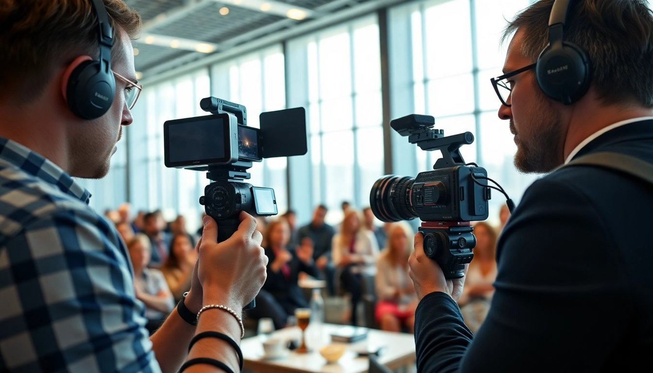 Experience the art of On-Site Videography with a professional capturing an engaging corporate event.