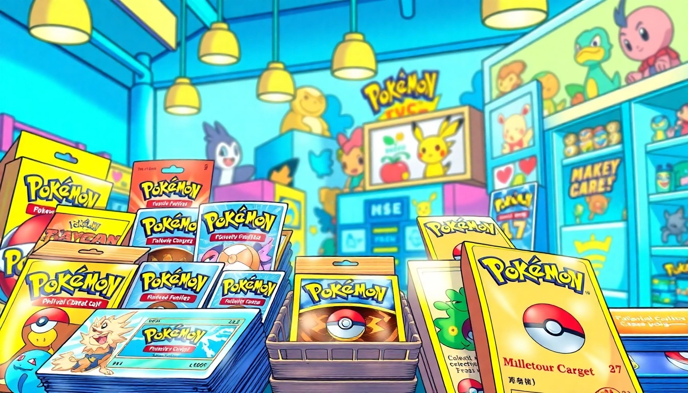 Shop for real pokemon cards in India with vibrant display of cards and collectibles.