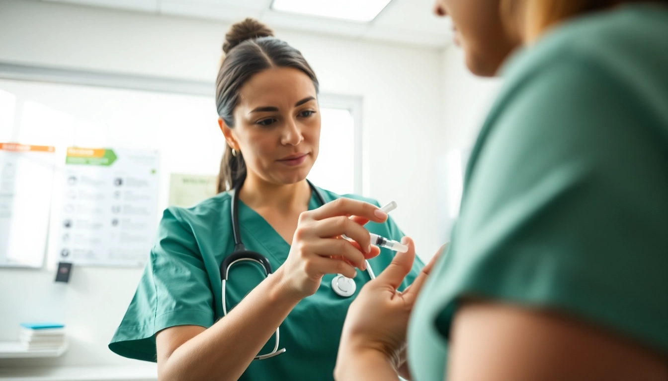 Administering Injectable Weight Loss medication in a healthcare setting by a professional nurse.