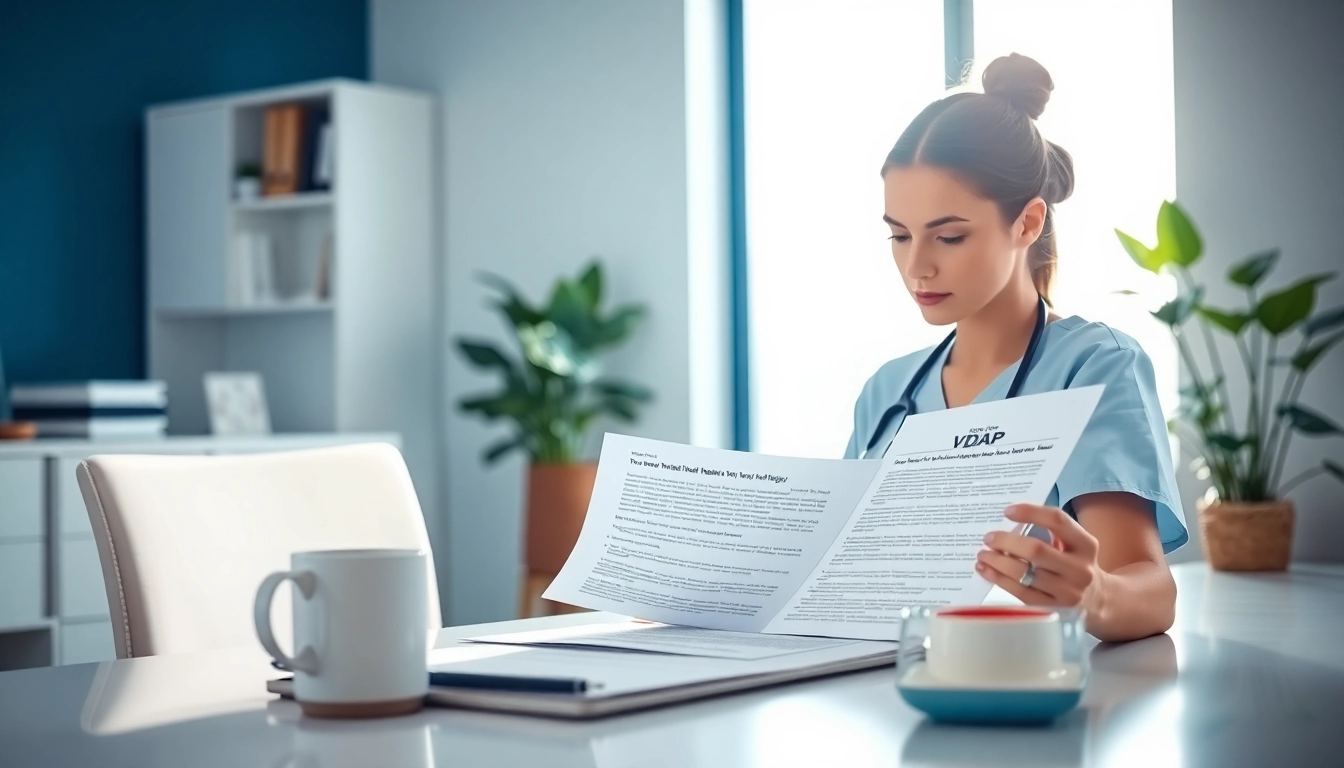 Explore the complexities of the VDAP Program in Alabama with a focused nurse reviewing program materials.