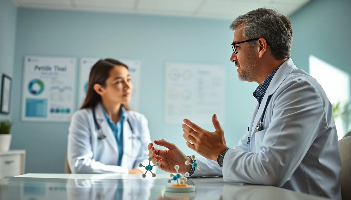Engaging discussion on Peptide Therapy highlighting scientific elements in a professional healthcare setting.