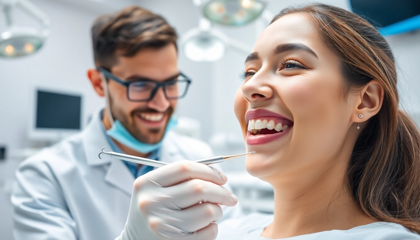 Dental checkups in action with a friendly dentist examining a patient's teeth.