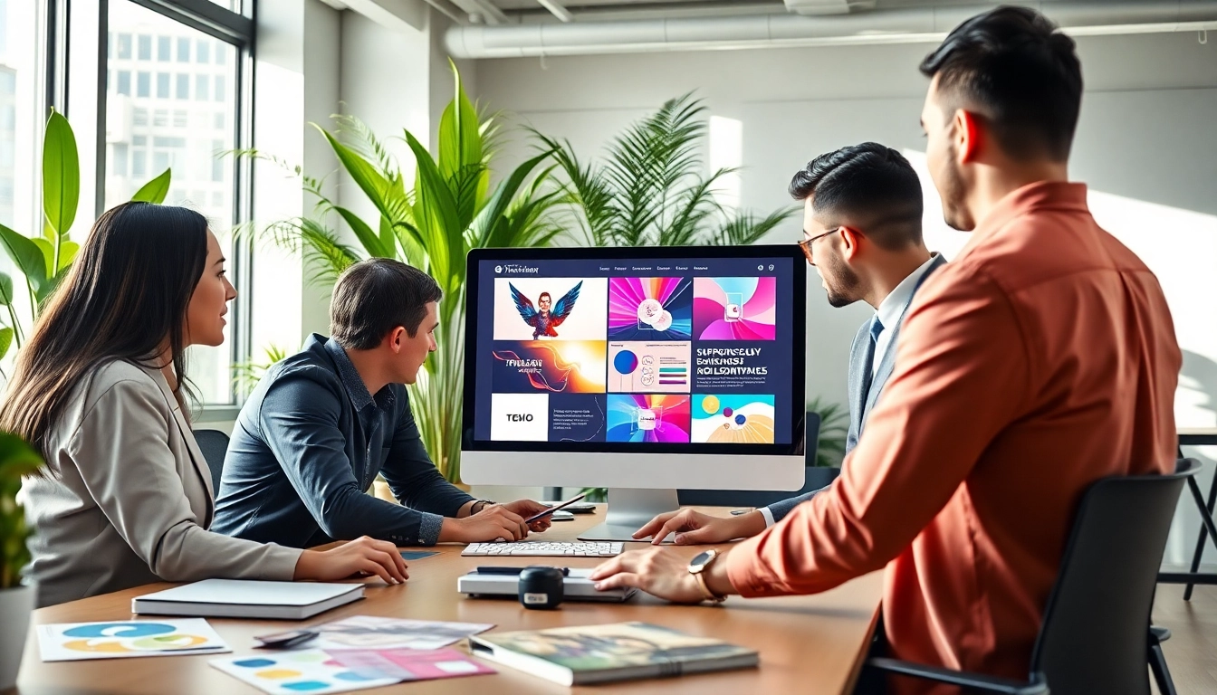 Showcasing a professional team engaged in kc web design collaboration at a modern workspace.