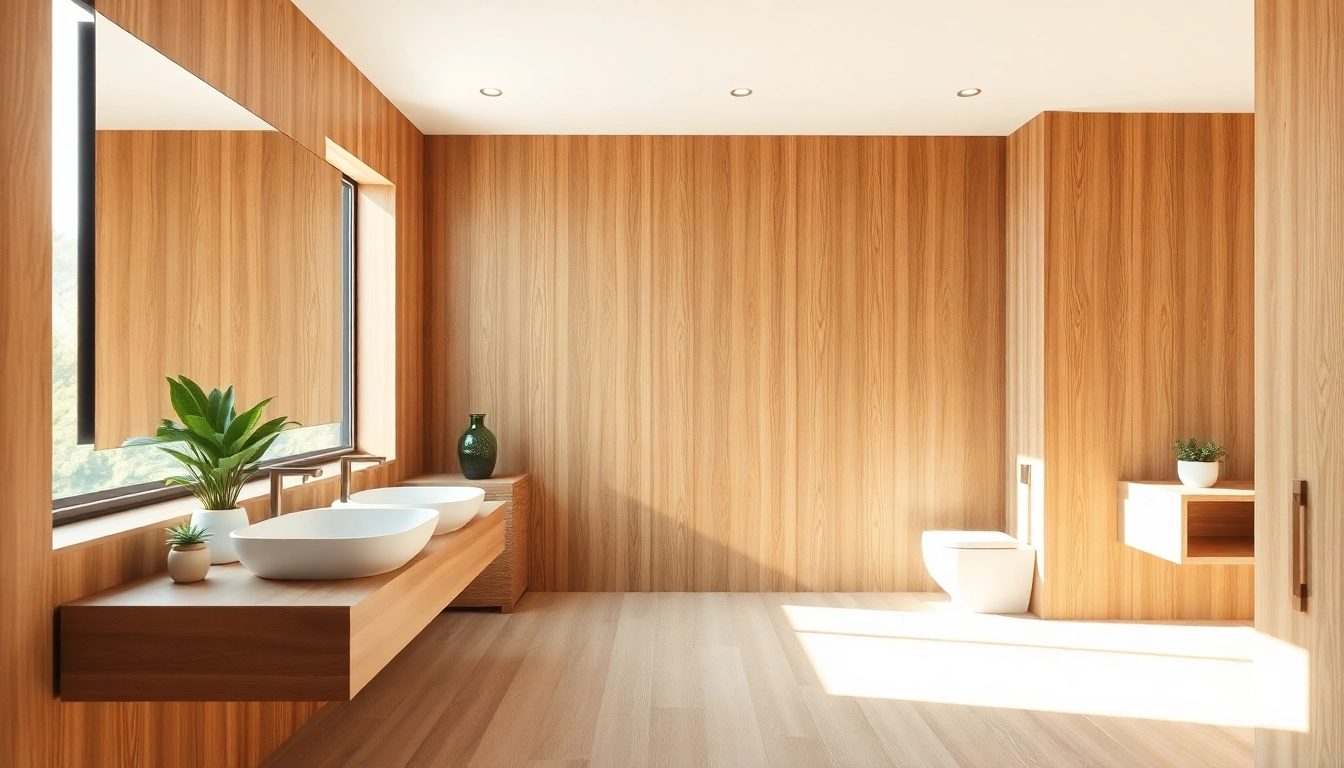 Enhance your bathroom with warm wood for bathroom walls, creating a calming and stylish atmosphere.
