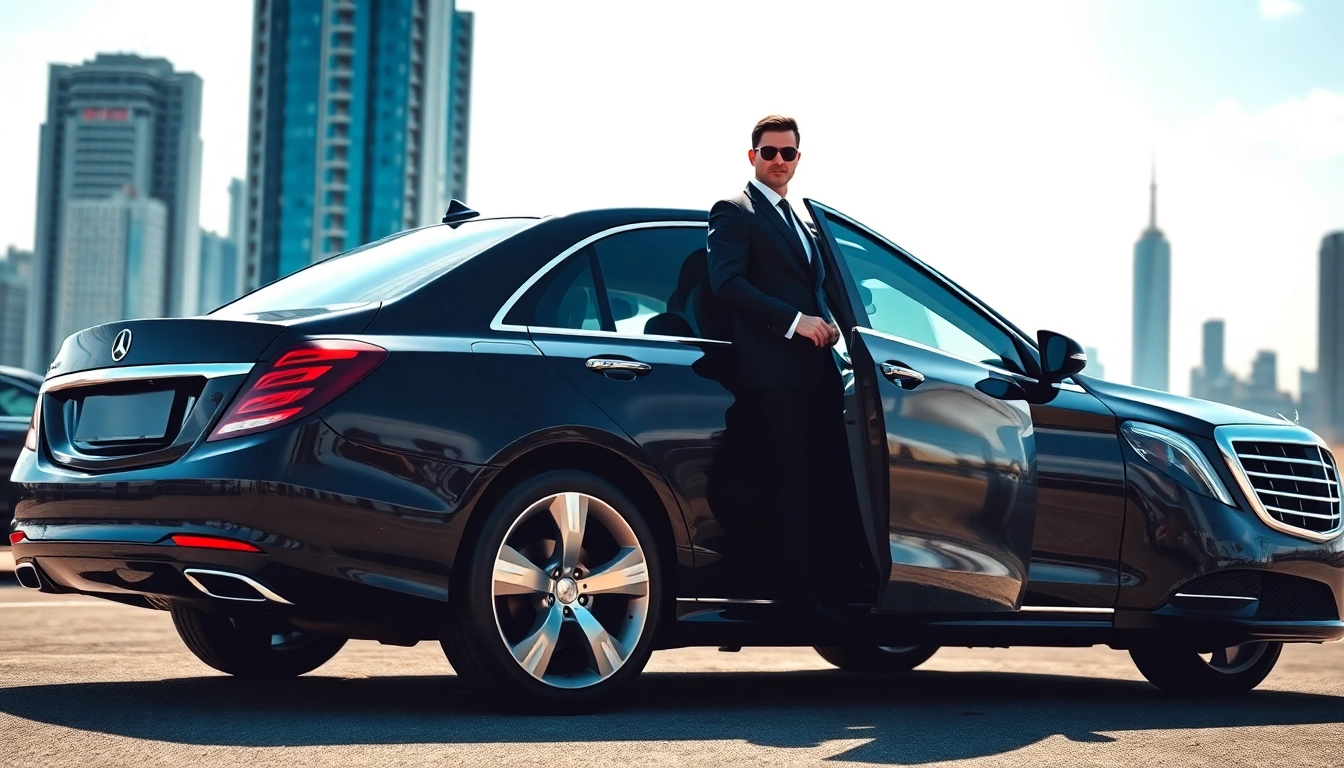Experience a professional vip chauffeur service with a luxury vehicle awaiting in the city.